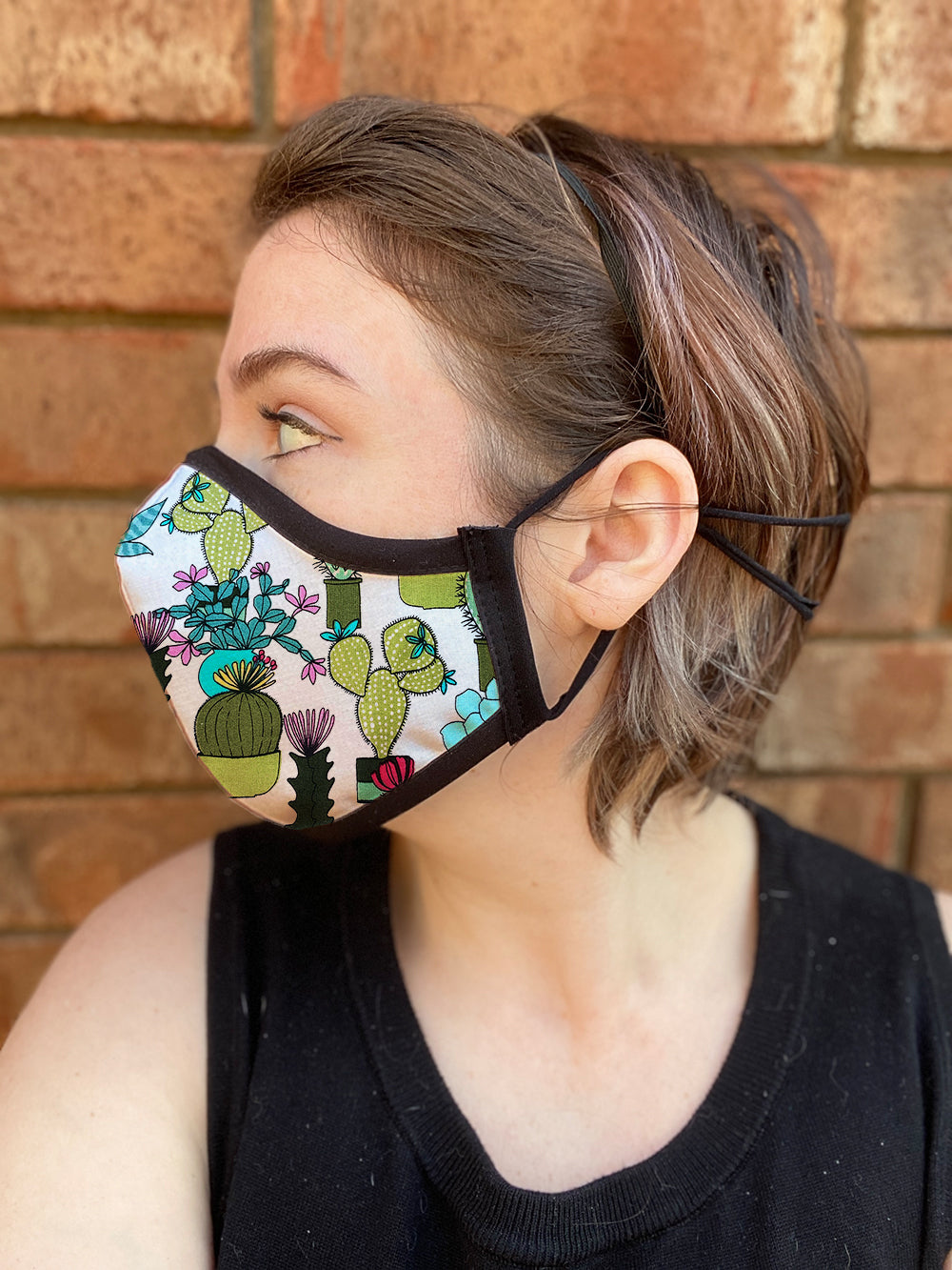 Four Layer Fully Wired Protective Cloth Face Mask - Made in USA - Succulent, Adult