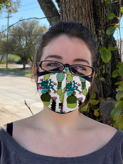 Four Layer Fully Wired Protective Cloth Face Mask - Made in USA - Succulent, Adult
