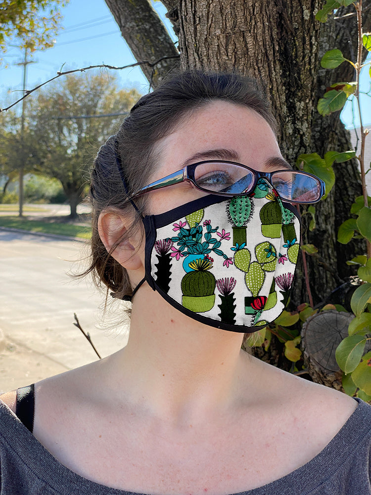 Four Layer Fully Wired Protective Cloth Face Mask - Made in USA - Succulent, Adult