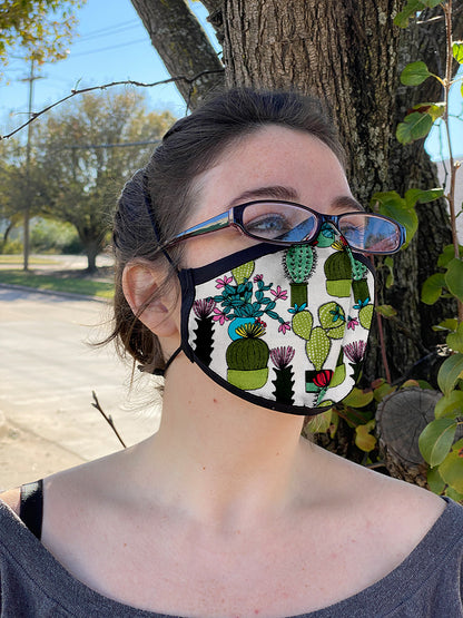 Four Layer Fully Wired Protective Cloth Face Mask - Made in USA - Succulent, Adult