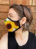 Two Layer Fully Wired Protective Cloth Face Mask - Made in USA - Sunflower, Adult
