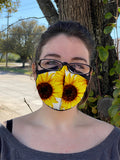 Two Layer Fully Wired Protective Cloth Face Mask - Made in USA - Sunflower, Adult