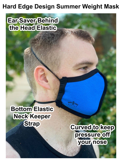 Summer Weight Cloth Face Mask - Ear Saver Behind the Head Elastic - Neon Green, Adult Curvy Cut